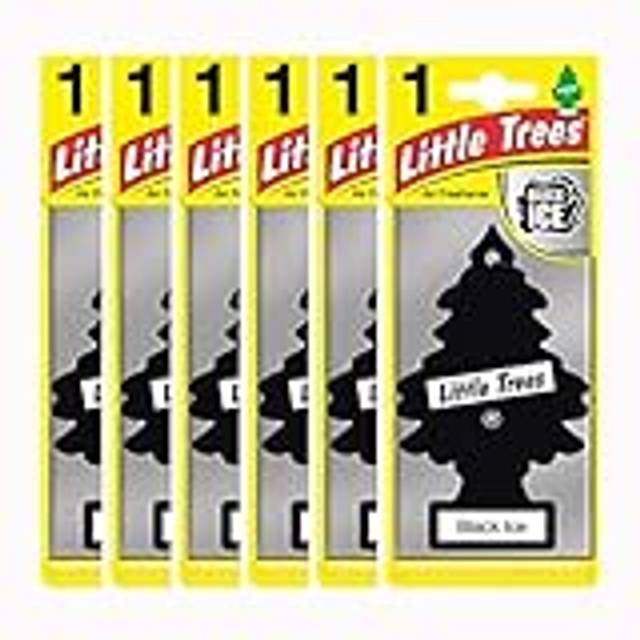 LITTLE TREES Air Freshener Tree MTZ04 Black Ice Fragrance for car Home Boat caravan - Six Pack