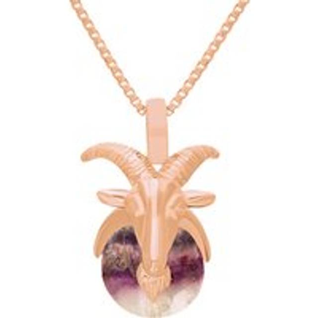 18ct Rose Gold Blue John Zodiac Capricorn 9mm Bead Pendant - Rose Gold
