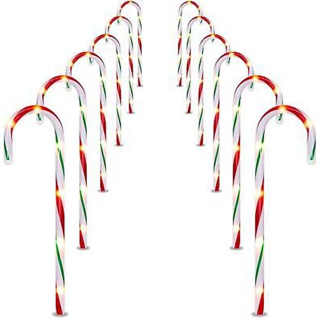 Shatchi - 4Pcs Set led Candy Cane Stake Red, White & Green Stripes 72cm