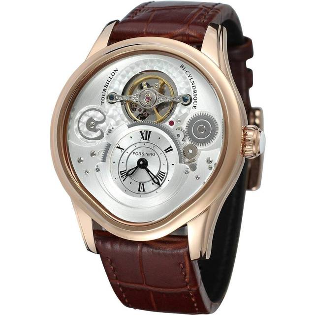Unique Luxury Watches Mens Tourbillon Mechanical Watch Rose Gold VEANXIN Brown Black Leather Strap