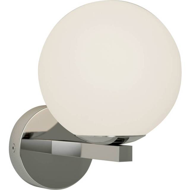 Lucande vägglampa Bidolo, kromfärgad, glas, Ø 12 cm, IP44