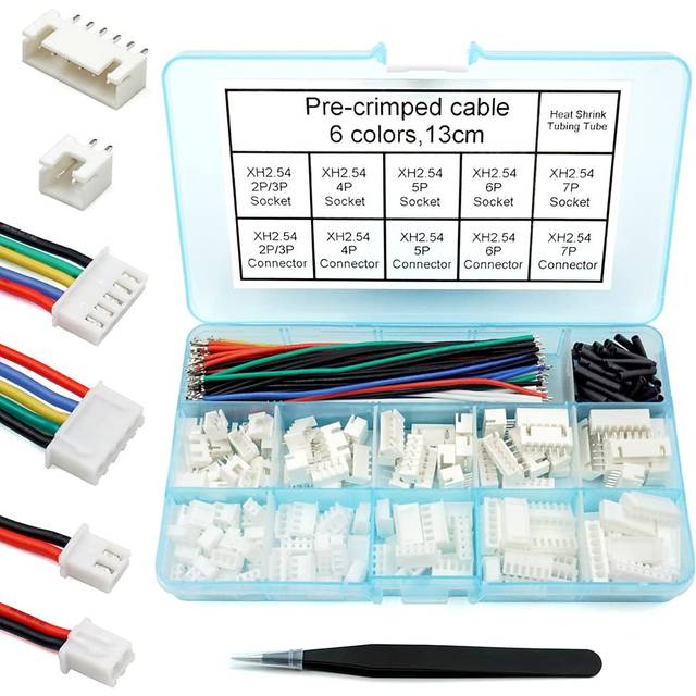 2.54mm XH Connector Socket Kit With pre-crimped cable wire 2/3/4/5/6/7 Pin Housing JST Adapter Cable Male and Female Compatible with JST-XH Connector