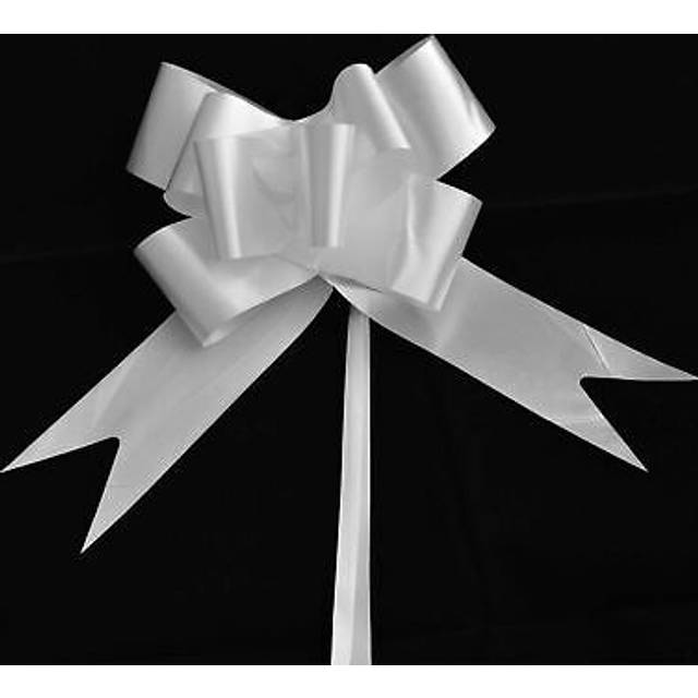 Shatchi - 10 Pcs 30mm White Pullbow Ribbon Gift Wrapping