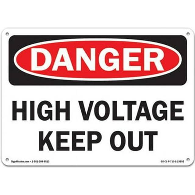 SignMission OS-CL-P-1014-L-19993 OSHA Danger Plastic Sign - High Voltage Keep Out