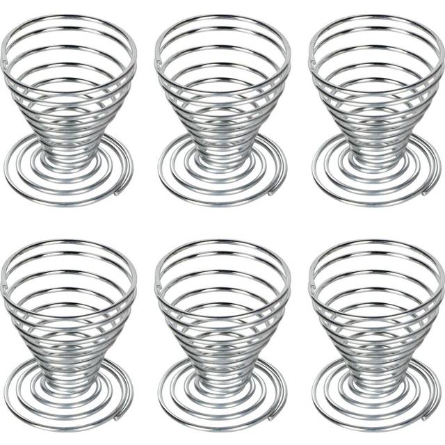 TRIXES 6 x Stainless Steel Wire Spiral Spring Egg Cups
