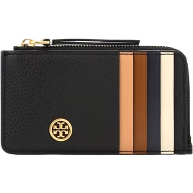 Tory Burch Robinson Pebbled Top-Zip Card Case