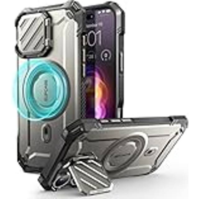 SUPCASE Fodral för iPhone 16 Pro 6.3‘’ 2024 med Kamerahölje (UBMag XT), [MagSafe-kompatibel] [Inbyggt Stativ] Slitstarkt Magnetfodral för iPhone 16 Pro (Titangrå)