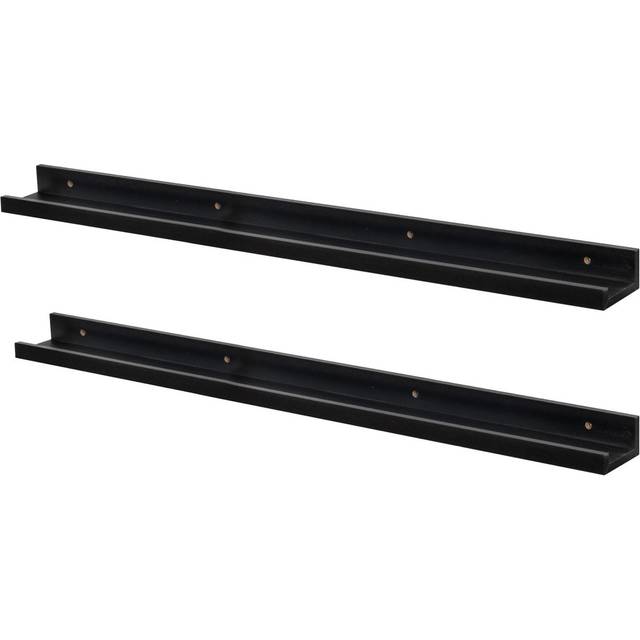 57cm Floating Picture Ledge Wall Shelves - Pack of Two - Black