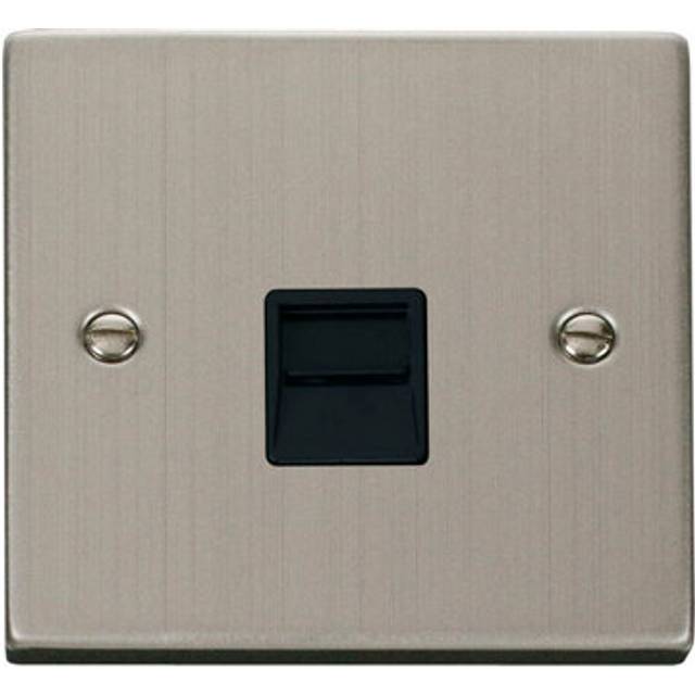 Se Home - Stainless Steel Master Telephone Single Socket - Black Trim