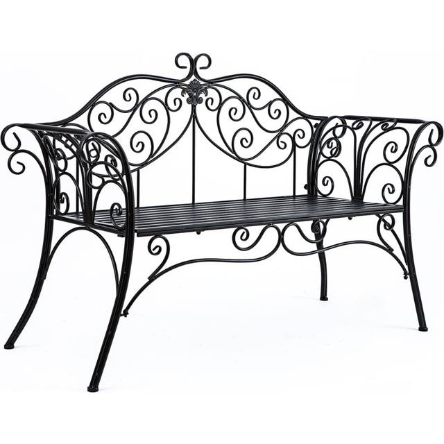 Metal Antique Garden Benches Clearance Outdoor wrought iron Bench 2 Seat with Decorative Cast Iron Backrest Iron Cast Aluminium Bench for Garden,Patio