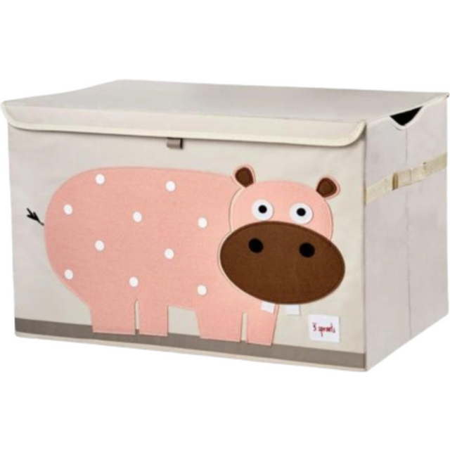 3 Sprouts Multipurpose Toy Chest Storage Trunk Organizer Bin with Lid, Hippo