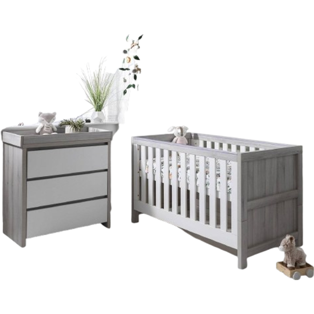 Tutti Bambini Modena 2 Piece Room Set - White and Oak + Free Nursing Pillow Worth &#xA3;49.99!
