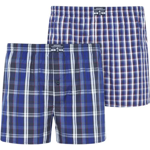 Jockey 2-pack Woven Boxer Shorts 3XL-6XL - Navy Checked - 4XL