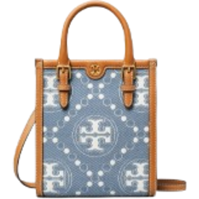 Tory Burch T Monogram Denim & Leather Mini N/S Tote