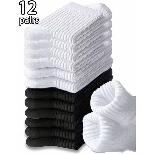 SHEIN 10/12 Pairs Of Children&#39;s Elastic Sports Leisure Daily Solid Colour Socks Autumn And Winter Thickness