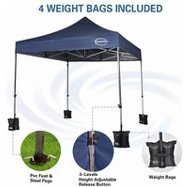 Mcc Direct - maximus heavy duty pop up gazebo 3mx3m commercial market stall & 4 weight bags ns blue