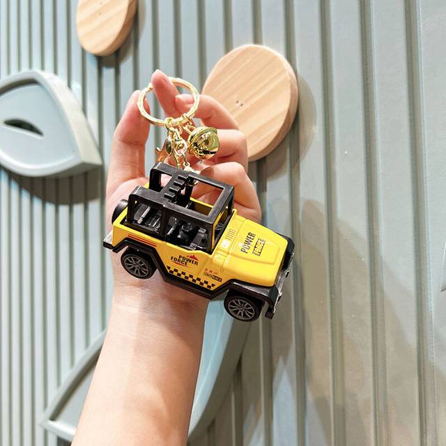 (Yellow) Adorable Mini Off Road Car Keychain In Multiple Colors For Holiday Present