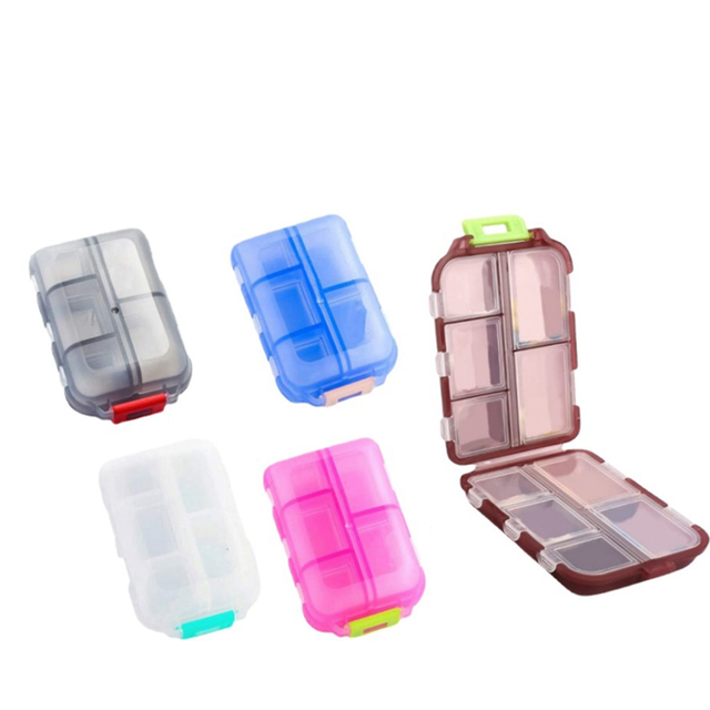 moresk-Pack of 5 Travel Pill Box with Labels, Medicine Box Seven-Days 10 Compartments, Small Pill Box for Pocket Purse