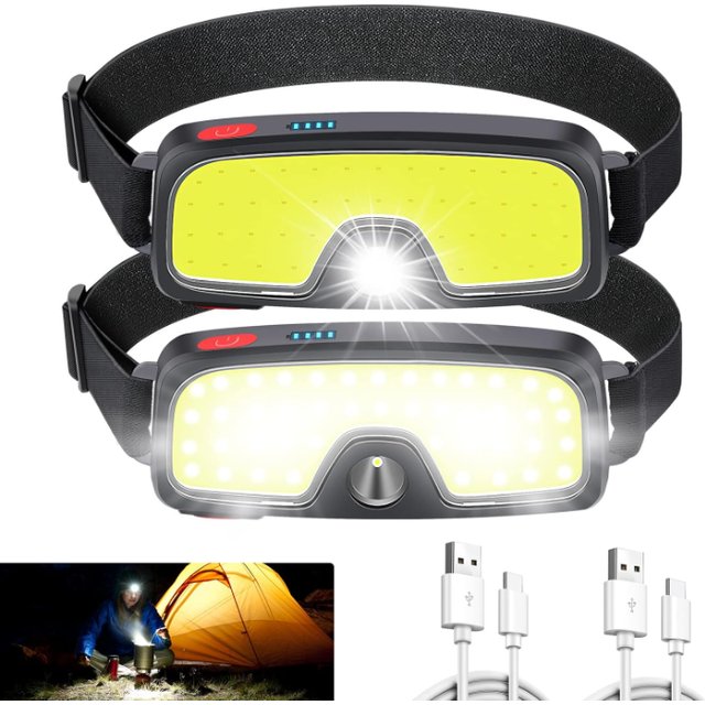 Chronus Rechargeable Headlamp Flashlight, 5000 Lumen Wide Beam Led Headlamp, 5 Lighting Modes, Lightweight Waterproof Light Bar Headlamp(Black)