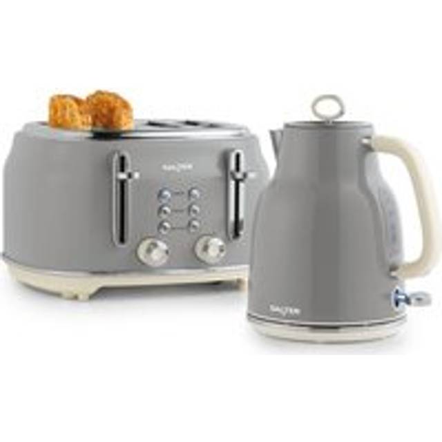 SALTER COMBO-9191 Retro Jug Kettle and 4-Slice Toaster Bundle - Grey, Silver/Grey