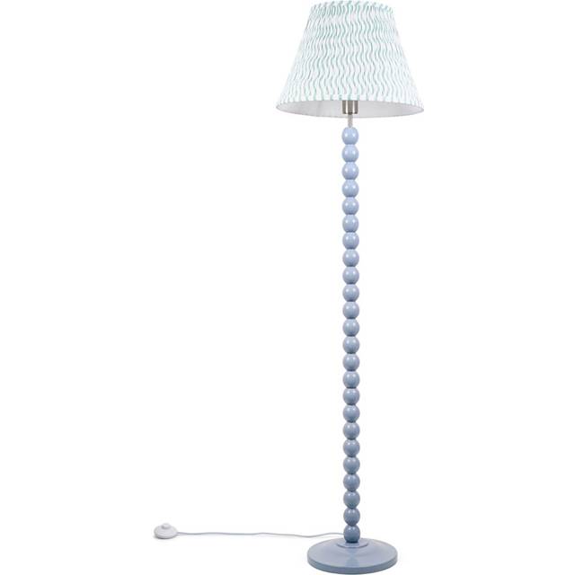 ValueLights Bobbins Powder Blue Green Pleated Shade Floor Lamp & Bulb