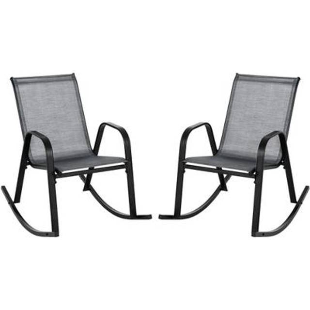 Costway Set of 2 Grey Garden Rocking Chair