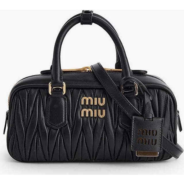 Miu Nero Arcadie Matelass&#233; Leather Top-handle Bag - NERO