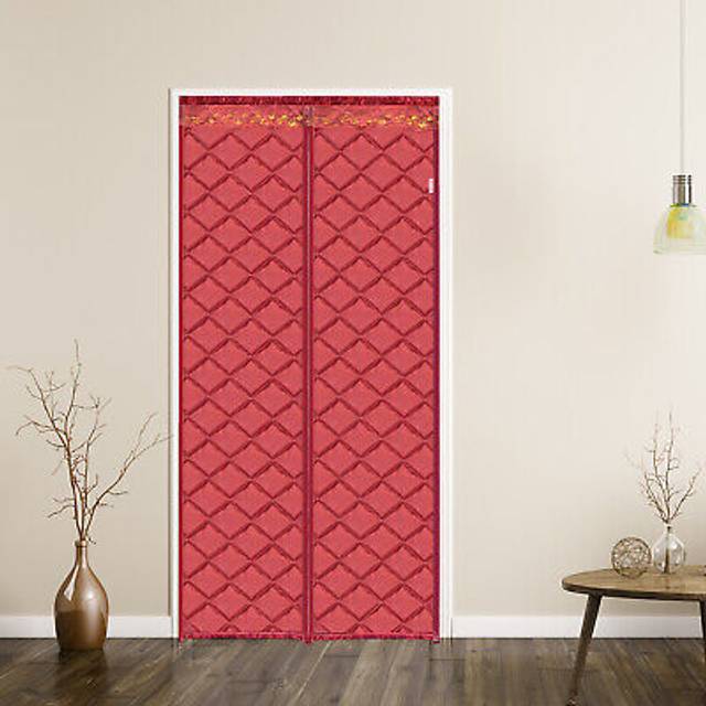 Magnetic Thermal Insulated Door Curtain Fits Door Size 31 X 79, Red