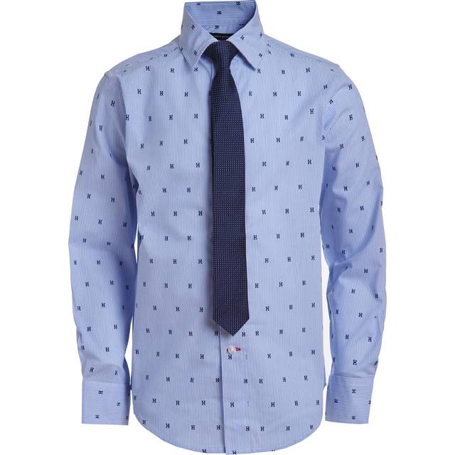 Tommy Hilfiger Boys' Long Sleeve Dress Shirt With Straight Tie  Collar