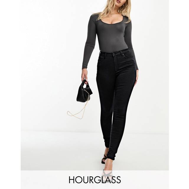 ASOS DESIGN Hourglass – Svarta skinny jeans med push up-Svart/a