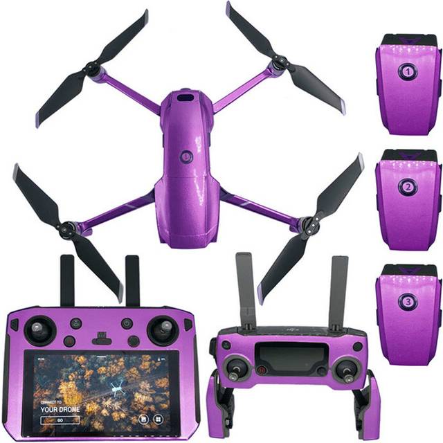 (purple 4 in 1) Waterproof Fluorescent Sticker Body Skin Stickers for DJI Mavic 2 Pro/Zoom