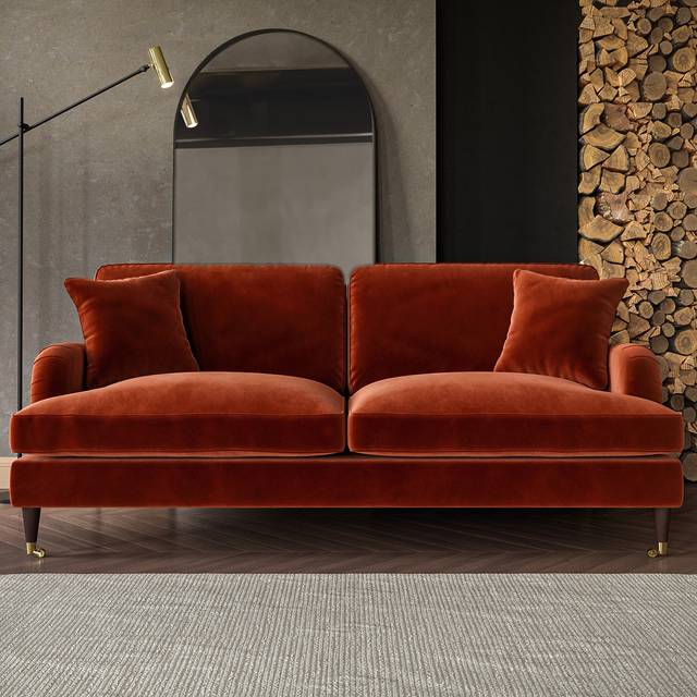 Burnt orange velvet 3 seater sofa - payton sof204