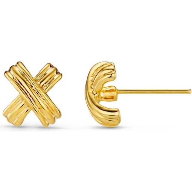 Orelia – Stiftörhängen med 18k guldplätering och korsad design