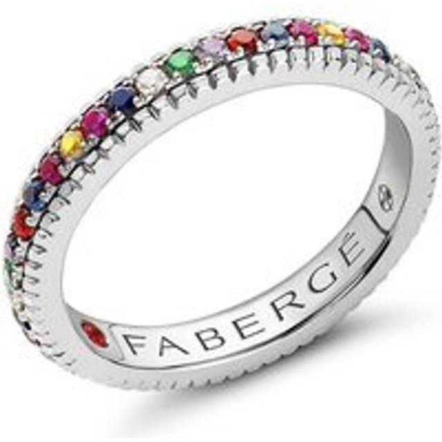 Faberge Colours of Love 18ct White Gold Multicoloured Gemstone Fluted Band Ring - 63