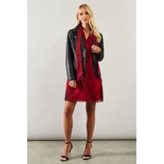 Wallis womens shift dress berry ombre tie neck long sleeve knee length
