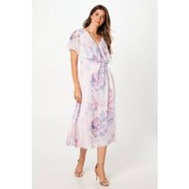 Wallis womens maxi dress multi floral chiffon cape sleeve midaxi