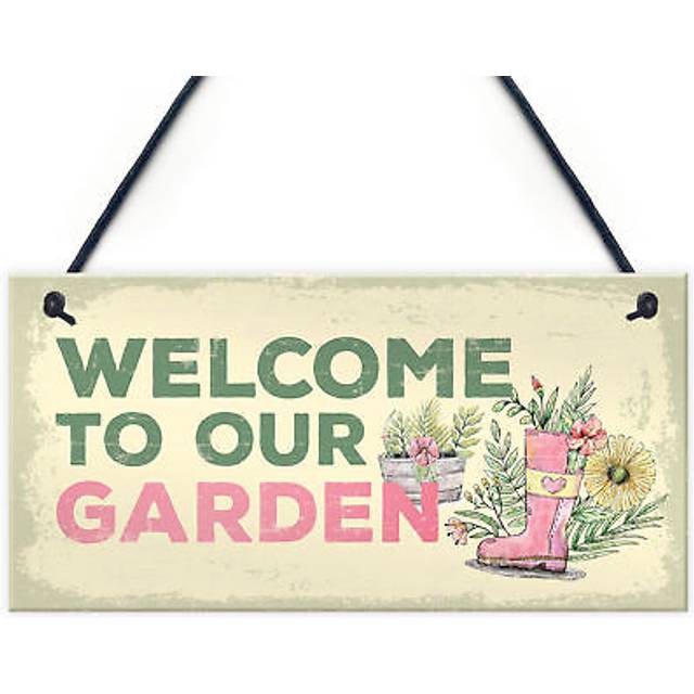 Welcome to our garden novelty shabby chic garden shed summer house sign gift