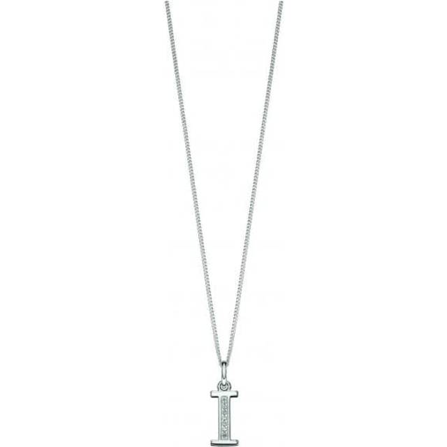 Sterling Silver Cubic Zirconia Initial "I" Pendant Necklace P4731CI