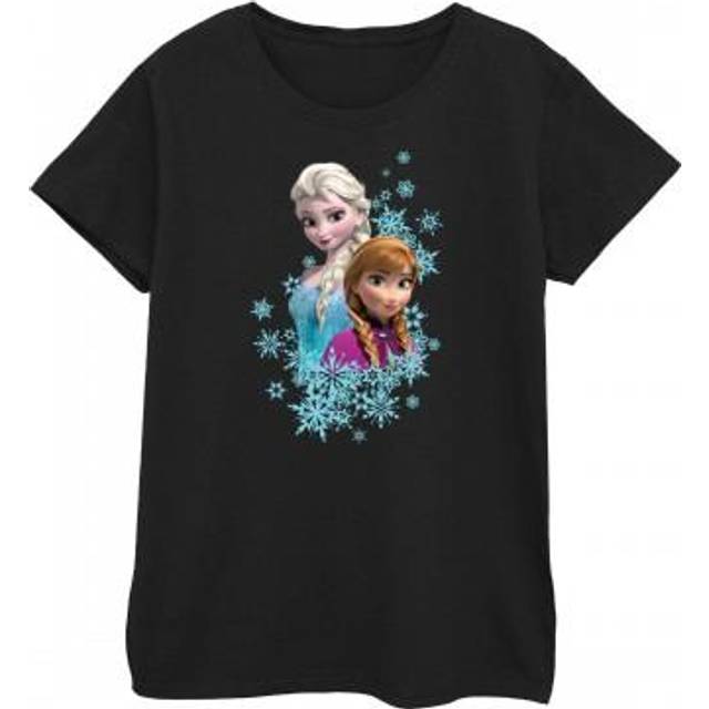 Frozen Elsa And Anna Sisters Cotton T-Shirt - Black - M