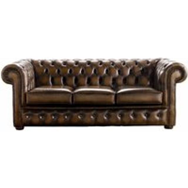 Chesterfield Sofa Handmade 3 Seater | Antique Tan Real Leather