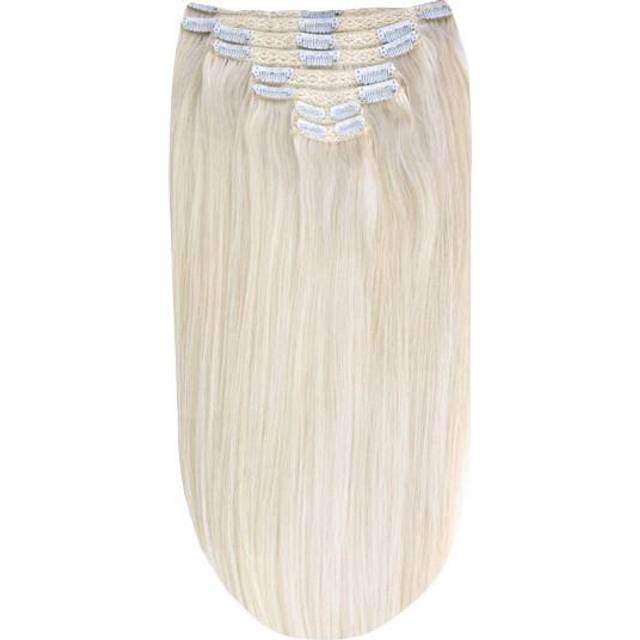 130g Clip In Hair Extensions Human Hair Full Head – Ice Blonde, 16" (130g)