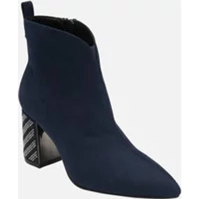 'Lori' Block-Heel Ankle Boots - Navy - 5