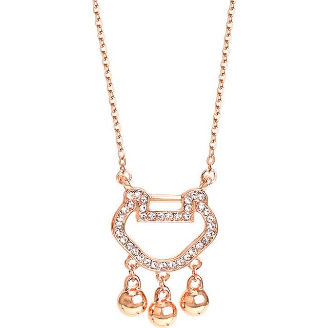 (StyleA) Elegant Rose Gold Heart Shaped Lock Necklace For Women Simple Stylish Jewelry