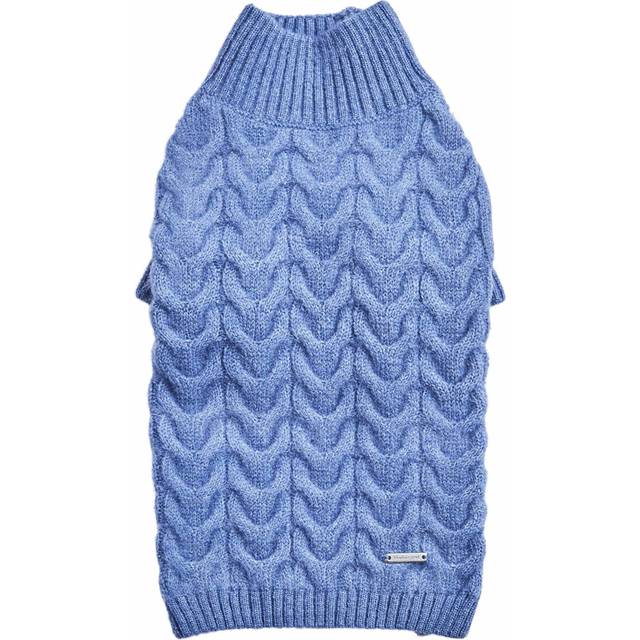 Blueberry Pet Classic Fuzzy Textured Knit Pullover Turtle-Neck Dog Sweater in Heather Blue  Back Length 20  Pack of 1 Clothes for Dogs