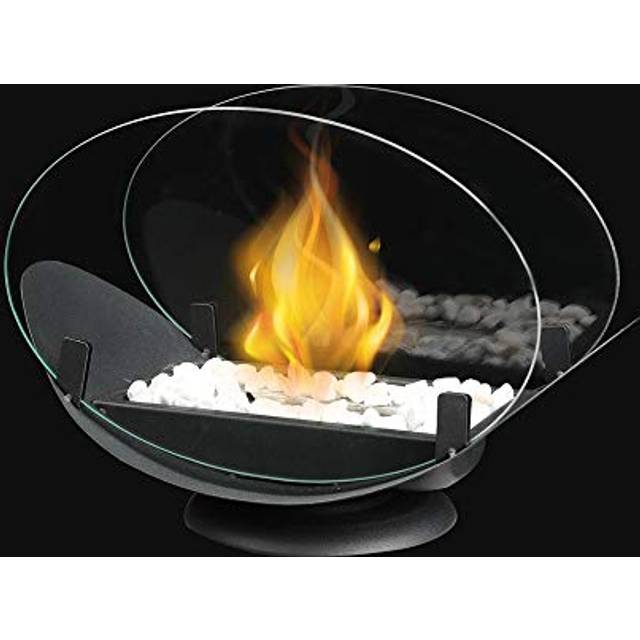 Oval Tabletop Fire Bowl with Twosided Glass 245 cm High Portable Tabletop FireplaceCleanBurning Bio Ethanol Ventless Fireplace for Indoor Outdoor