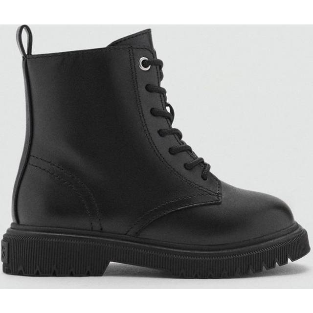 Mango Kids' Leather Ankle Boots, Black