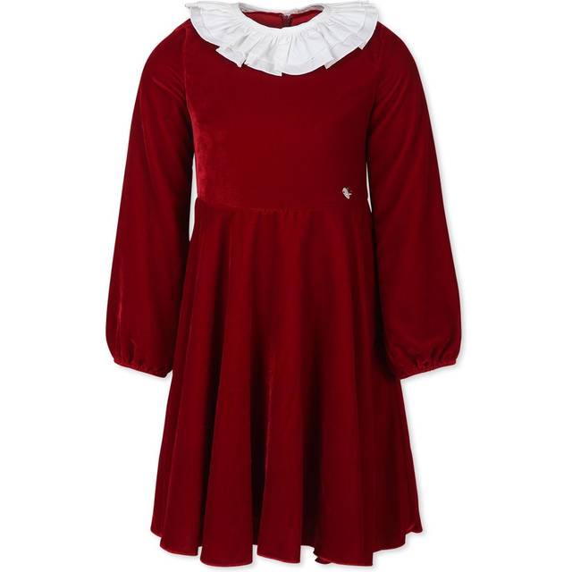 Monnalisa, Dresses, female, Red, 3 Y, Red Cotton Occasion Dress with Victorian Collar