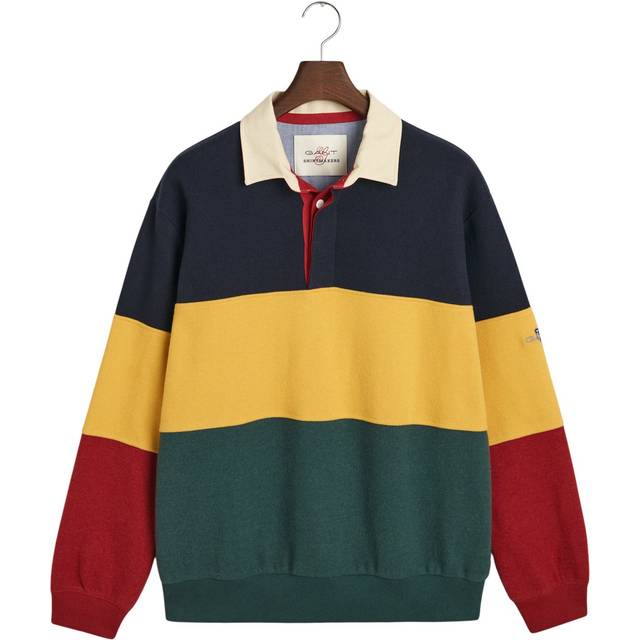 GANT – 75th Anniversary Capsule – Marinblå, blockfärgad sweatshirt i rugbymodell