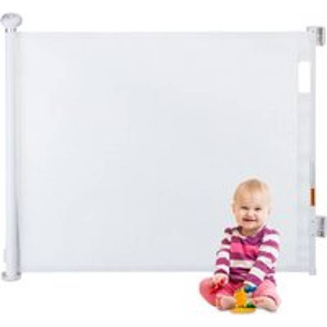 Relaxdays - Extendable Stair Gate, Opening Width 70 -140 cm, Wall-Mounted, for Children & Pets, Door Safety Mesh, White