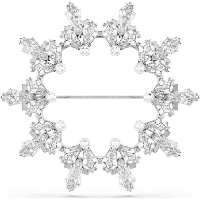 Idyllia brooch, Mixed cuts, Snowflake, White, Rhodium plated - OS